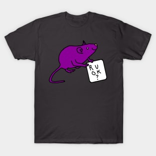 Purple Rat Holding Sign R U OK or Are You Ok T-Shirt